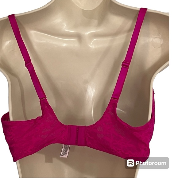 Victoria's Secret Pink Lace Bra Perfect Coverage Size 36D - Picture 2 of 9